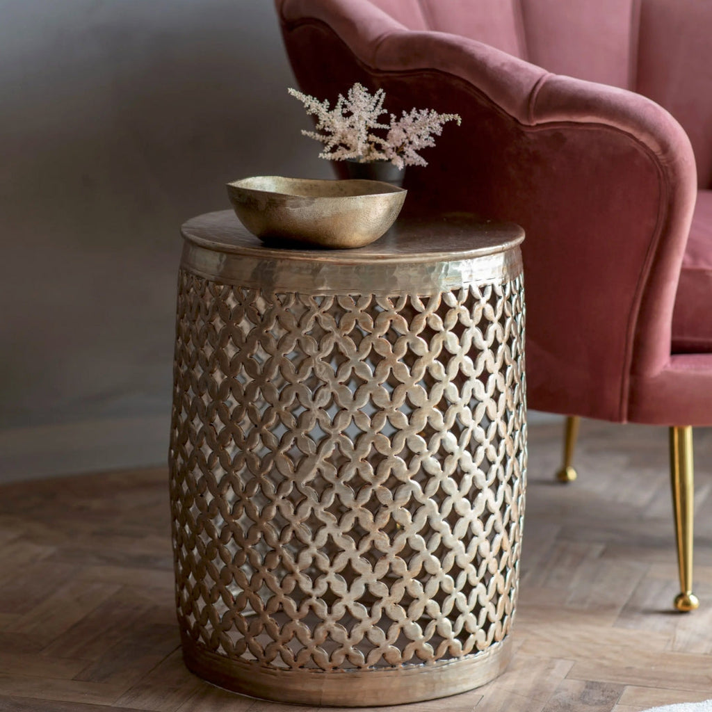 Khalasar Light Gold Round Side Table Gallery Direct