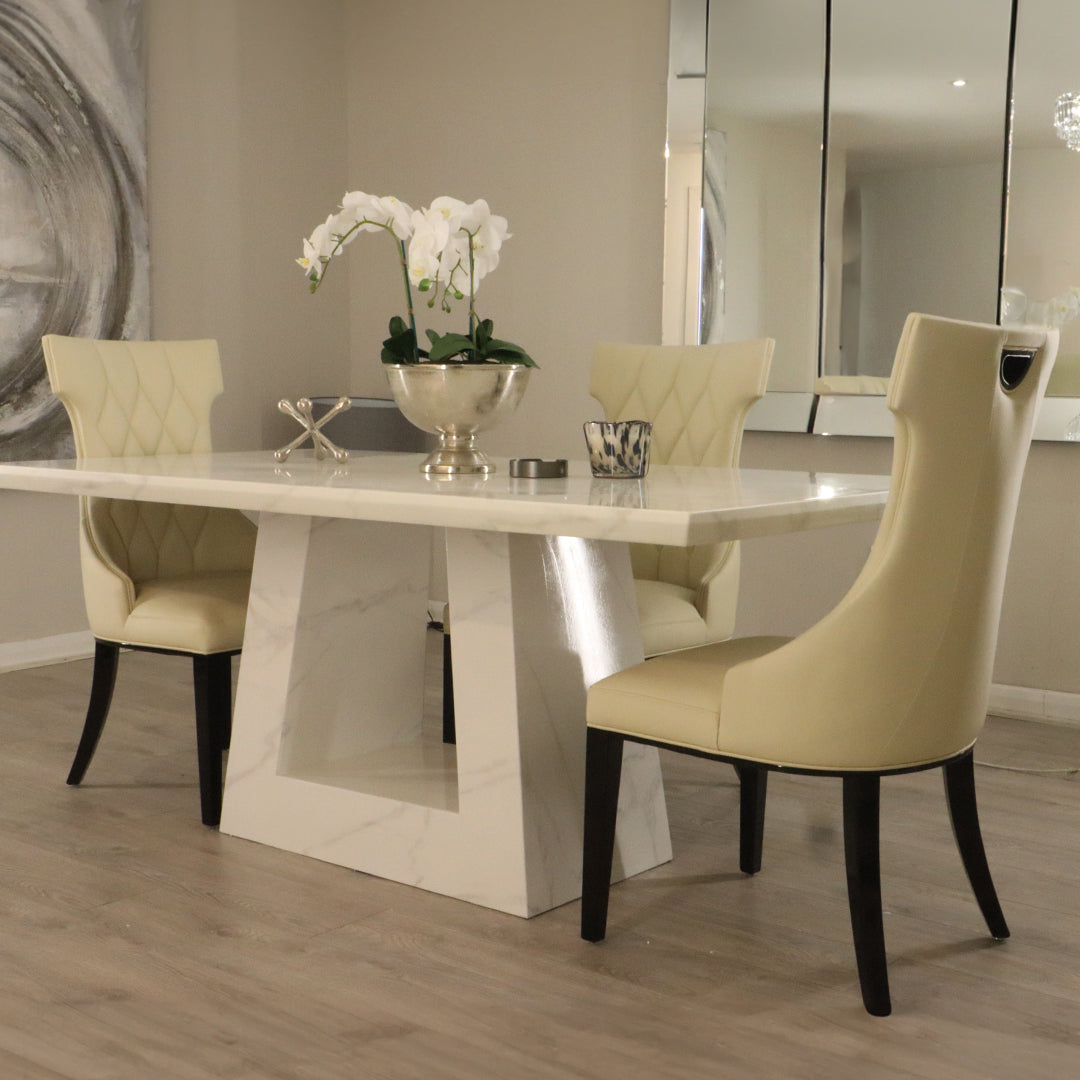 Milan White Marble Top Dining Table 1.6m / 1.8m / 2.0m