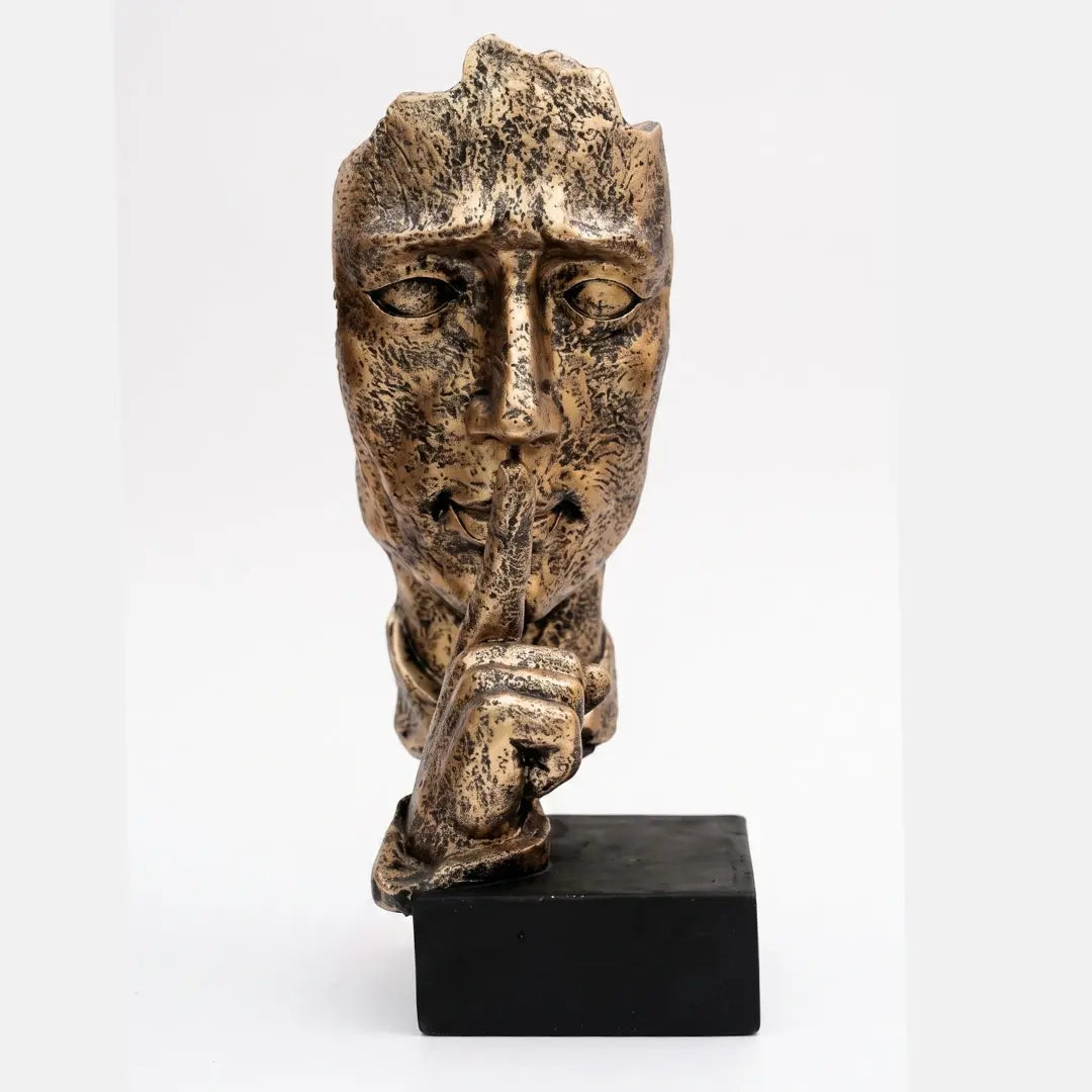 Speak No Evil Gold Bronze Ornament On Black Base 50cm sil interiors