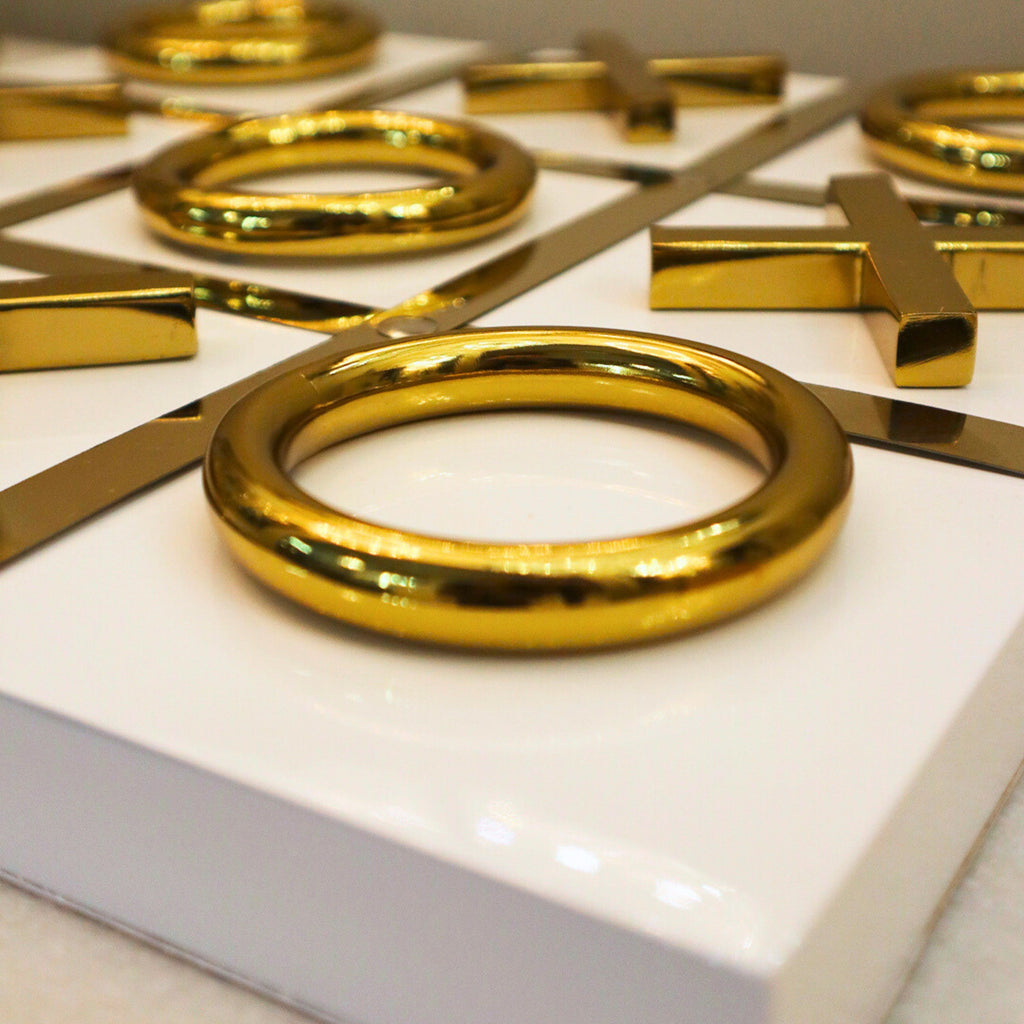 White & Gold Tic-Tac-Toe Game Ornament Ivan