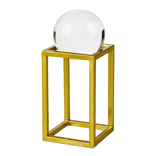 Large 32cm Crystal Ball on Gold Metal Frame Home Ornament Ivan