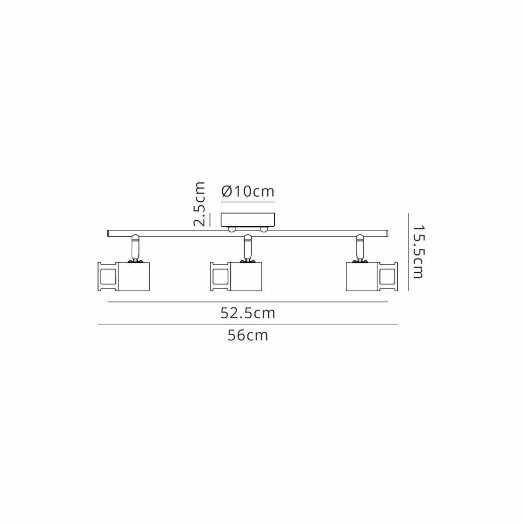 Sofia 3 Light Linear Bar Spotlight GU10, Black / Painted Gold Home Store Living