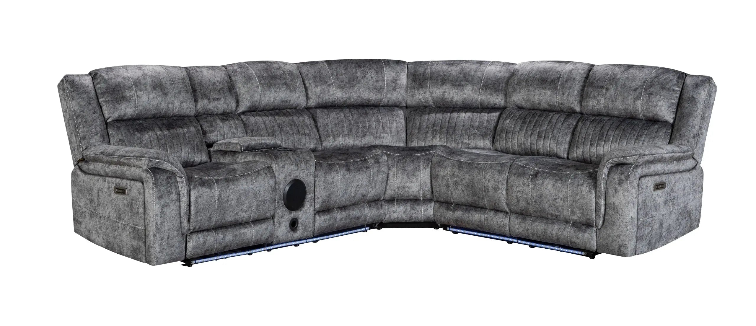 FIRST DRAFT Cheshire Electric Recliner Corner Sofa in Resilient Grey Velvet Fabric Home Store Living