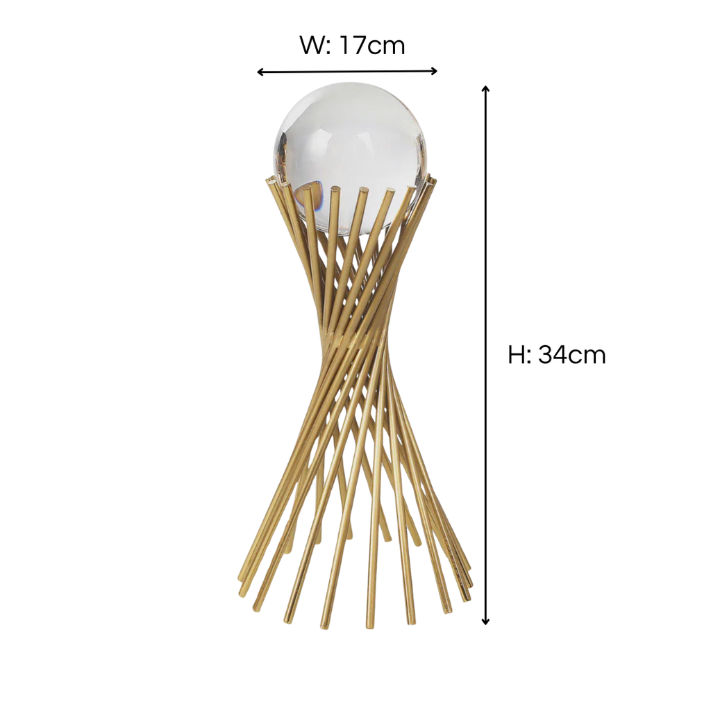 Gold Spiral Crystal Ball Stand Large 34cm Ivan