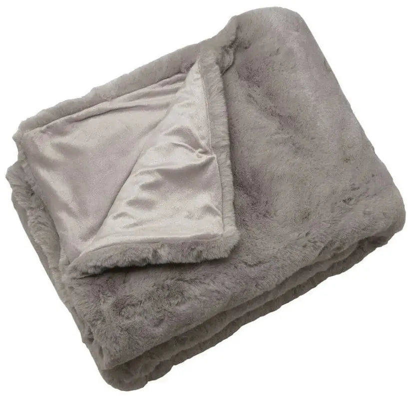 Rapture Faux Rabbit Fur Throw in Grey, Cream or Beige malini
