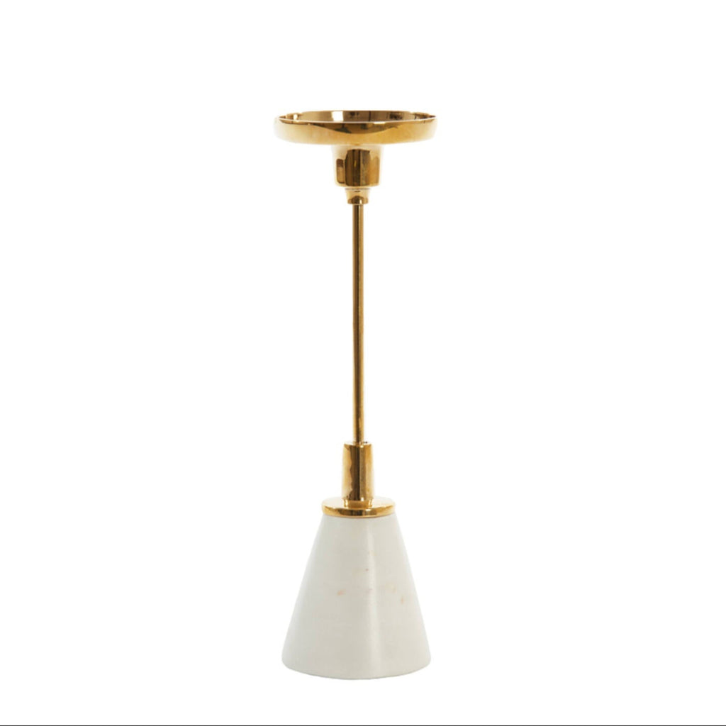 Candle holder Ø8,5x28 cm JOLIAN  marble white+shiny gold Light and Living