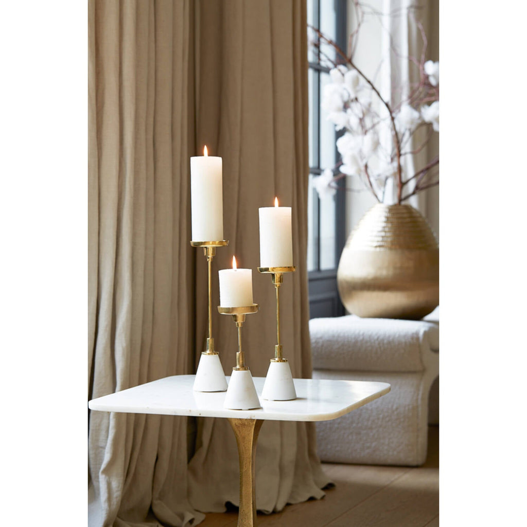 Candle holder Ø8,5x28 cm JOLIAN  marble white+shiny gold Light and Living