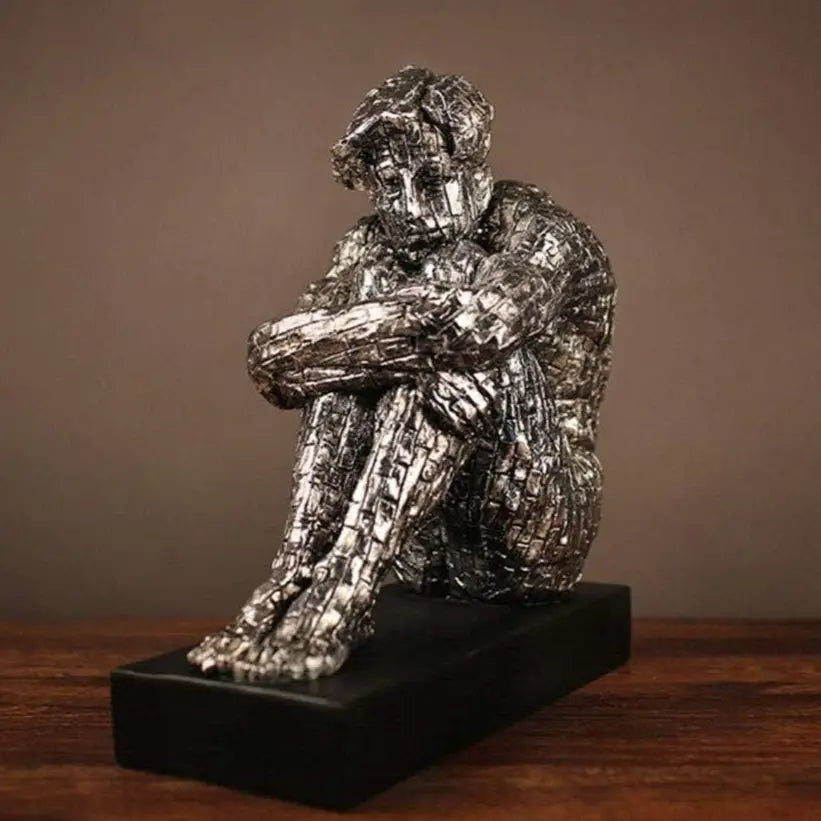 Man Sitting Resin Abstract Sculpture 13” Not specified