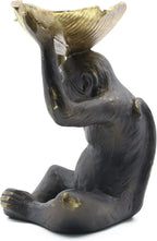 Black & Gold Sitting Monkey Leaf Bowl Decoration Otters Brook