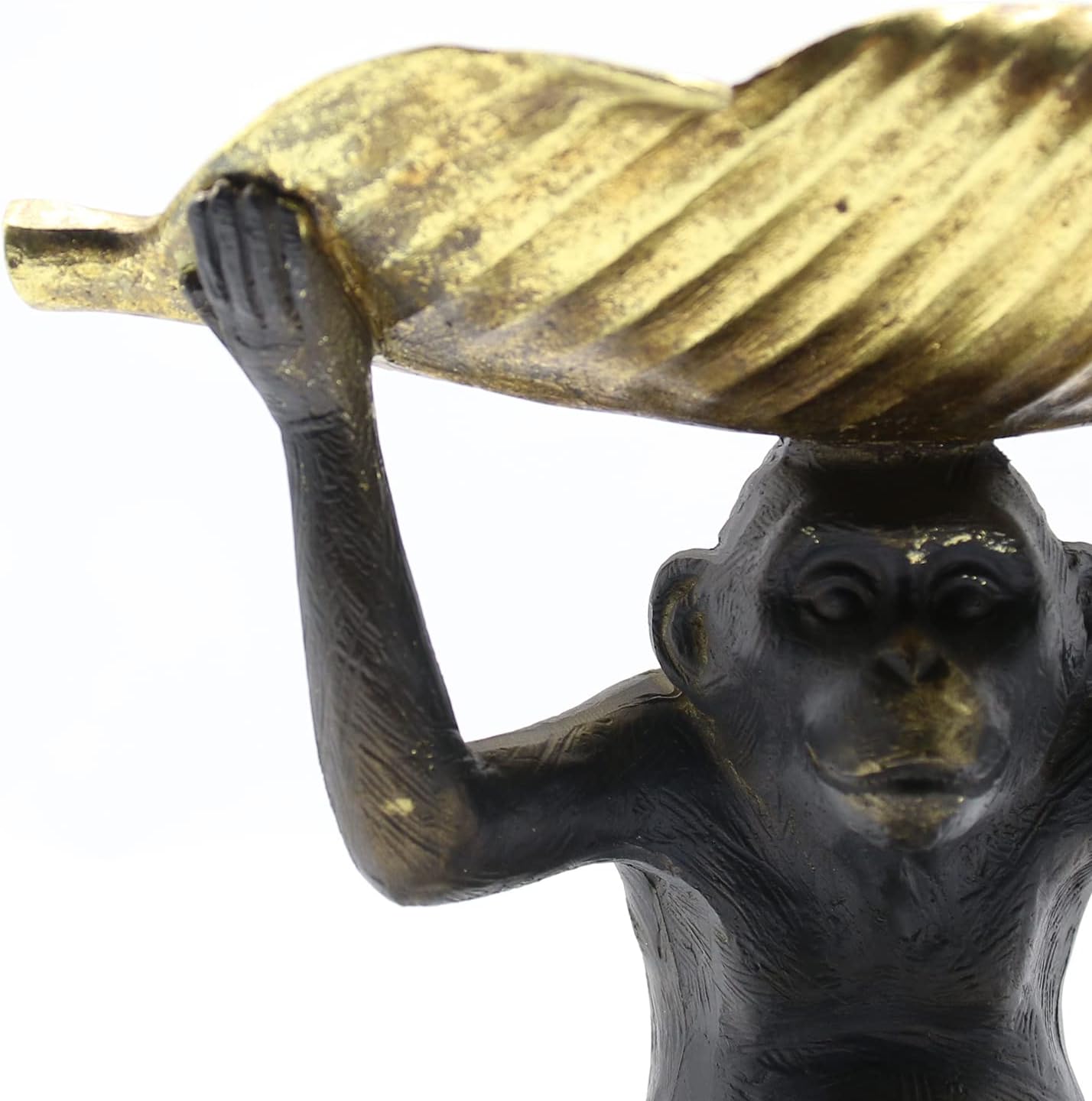 Black & Gold Sitting Monkey Leaf Bowl Decoration Otters Brook