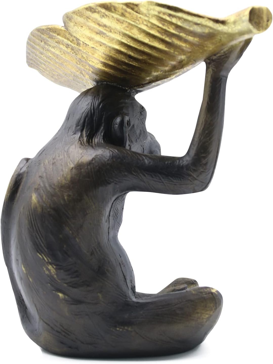 Black & Gold Sitting Monkey Leaf Bowl Decoration Otters Brook