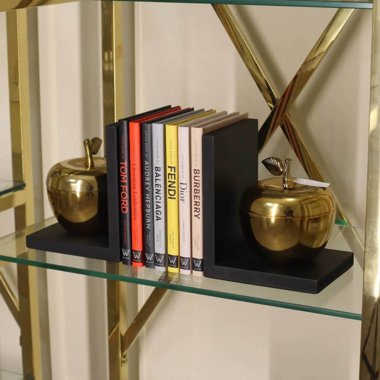 Apple Decorative Gold Bookends (Set of 2) Home Store Living