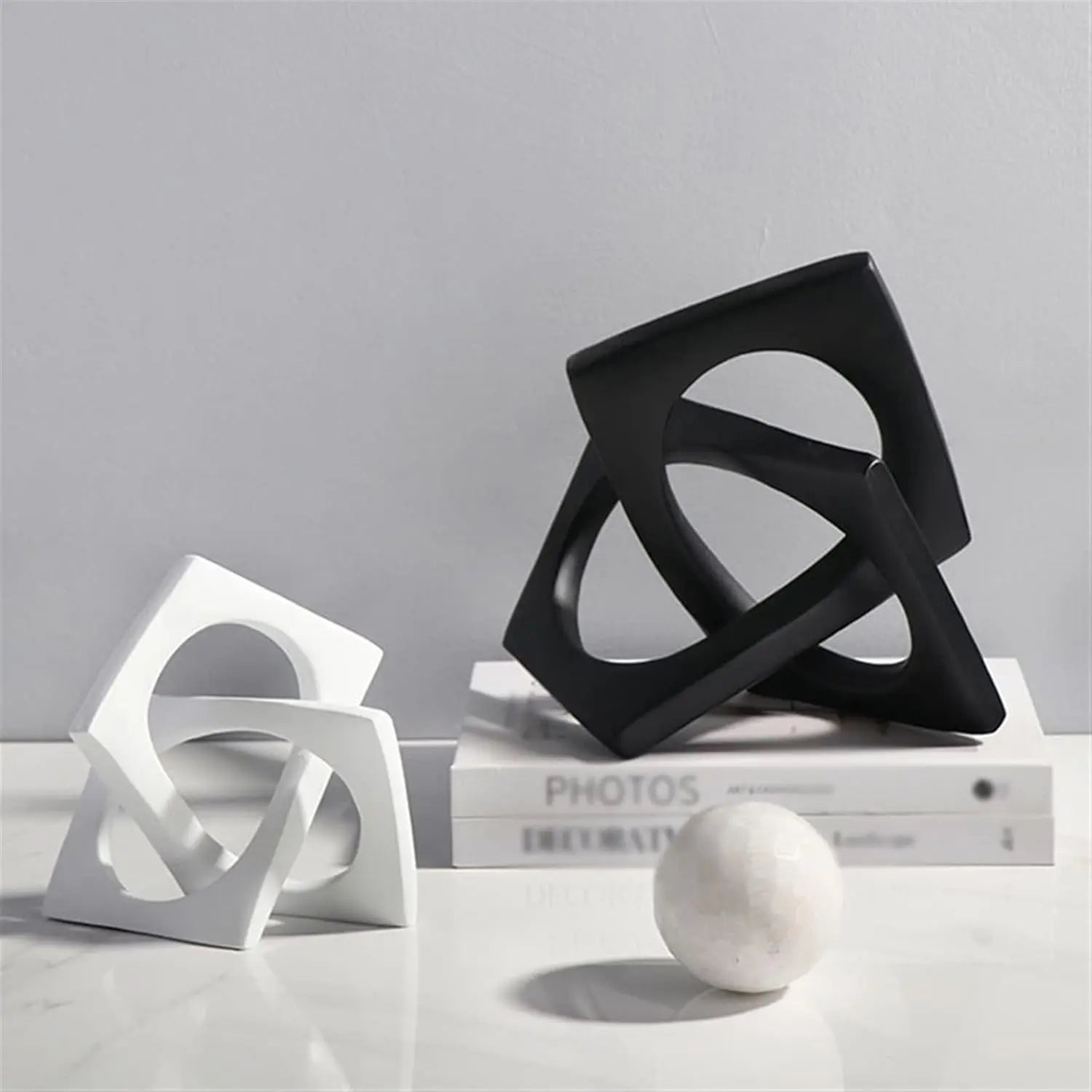 Geometric Black Finish Link Sculpture premier housewares