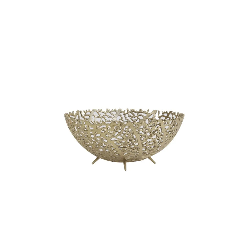Galaxa Large Antique Gold Coral Bowl Light and Living