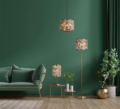 BIJOU ANTIQUE BRASS METAL & CHAMPAGNE GLASS LAMP Searchlight