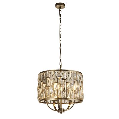 BIJOU ANTIQUE BRASS & CHAMPAGNE GLASS PENDANT LIGHT Searchlight