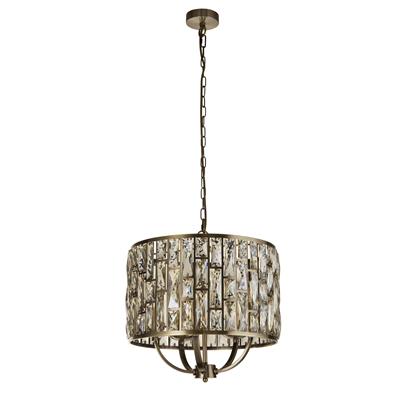BIJOU ANTIQUE BRASS & CHAMPAGNE GLASS PENDANT LIGHT Searchlight