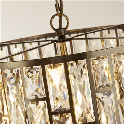 BIJOU ANTIQUE BRASS & CHAMPAGNE GLASS PENDANT LIGHT Searchlight