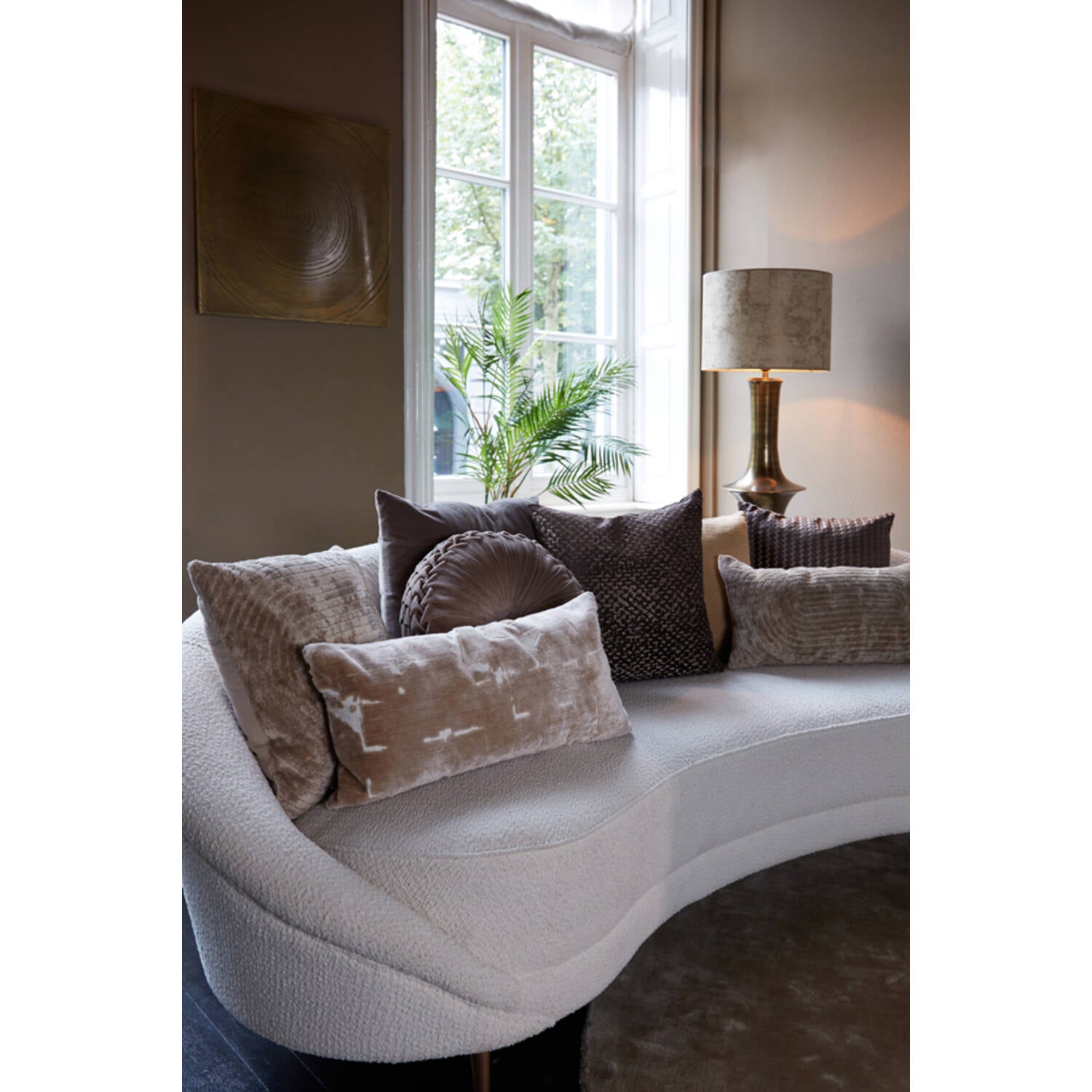 Huslia Rectangular Beige Cushion