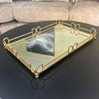D&D Rectangle Rose Gold Mirror Tray 45cm Ivan