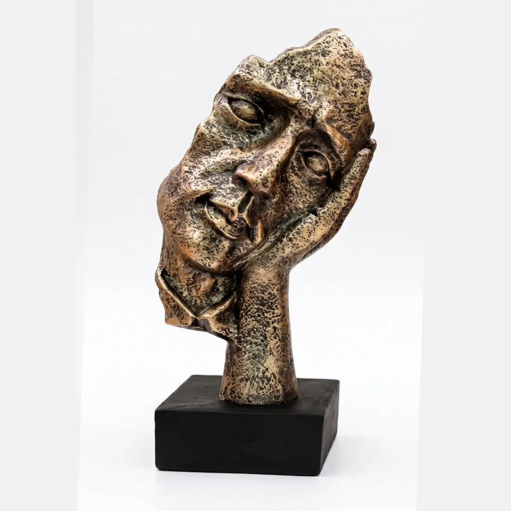 Hear No Evil Gold Bronze Ornament On Black Base 50cm sil interiors