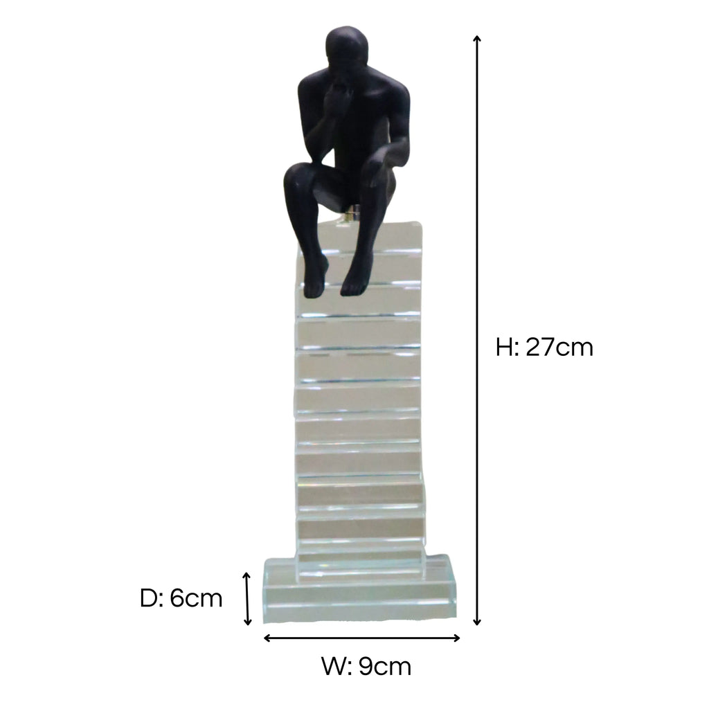 Large 27cm Crystal Staircase Thinking Man Ornament Ivan