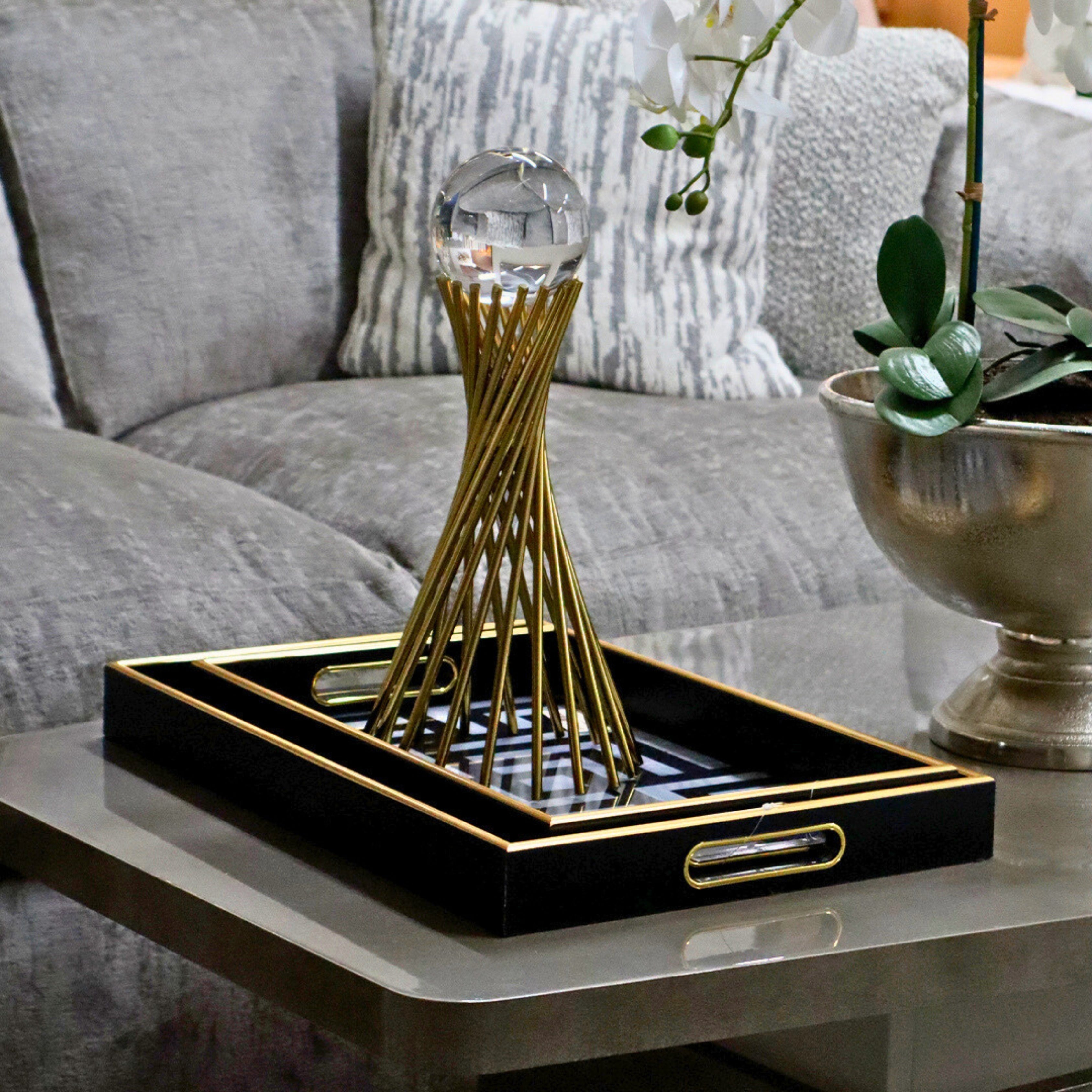 Gold Spiral Crystal Ball Stand Large 29cm Ivan