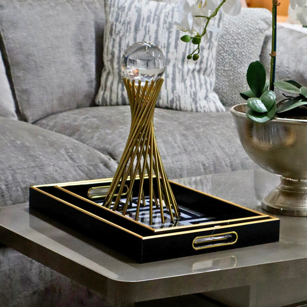 Gold Spiral Crystal Ball Stand Large 29cm Ivan