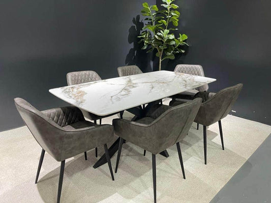 1.8m Sintered Stone Dining Table with 6 Chairs Home Store Living