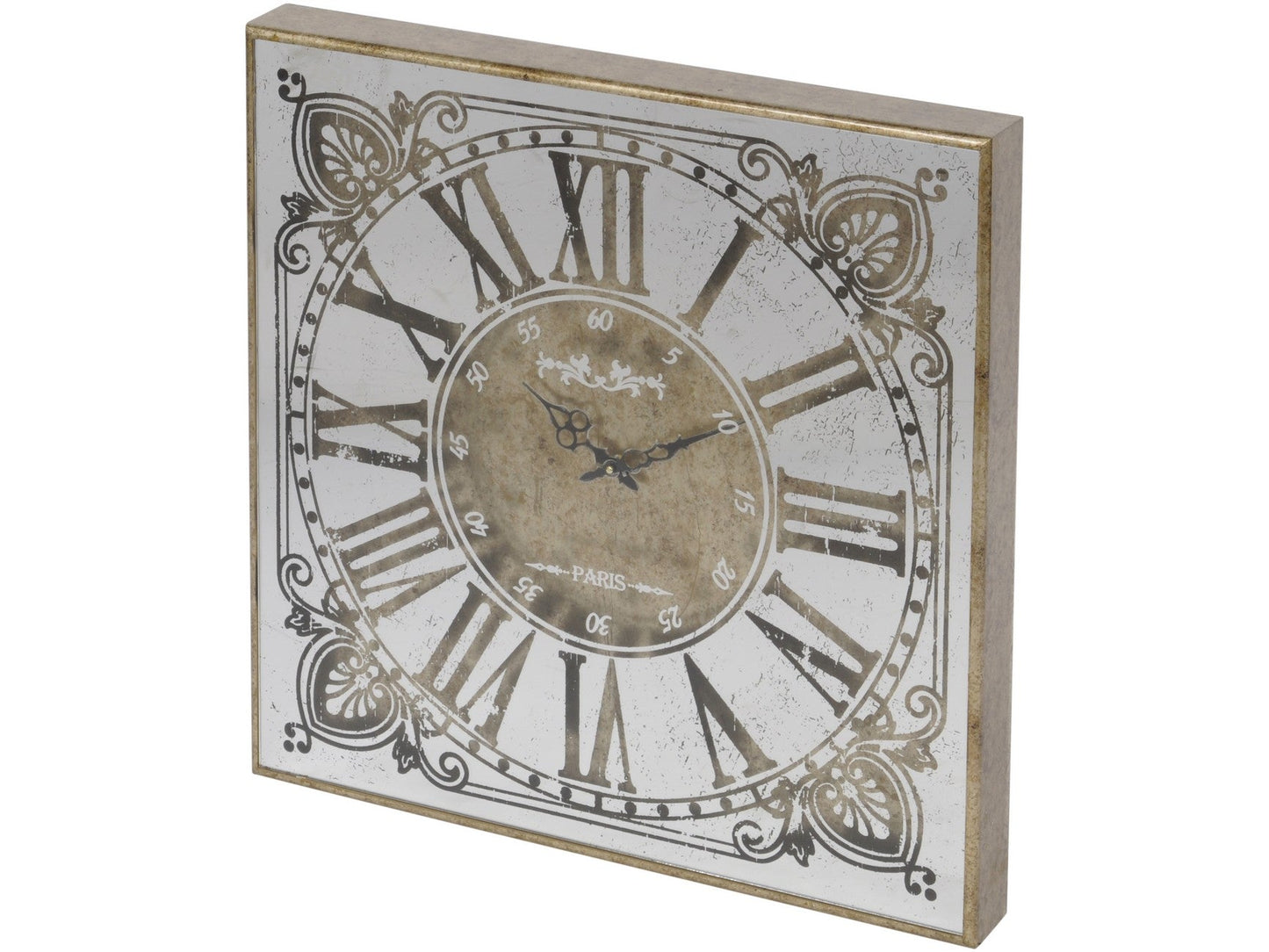 Vienna Antique Gold Square Mirrored Wall Clock Home Store Living