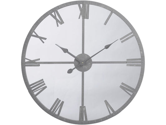 Grey Framed Mirrored Wall Clock Home Store Living