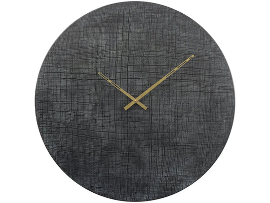 Textured Black And Green Aluminium Wall Clock Home Store Living