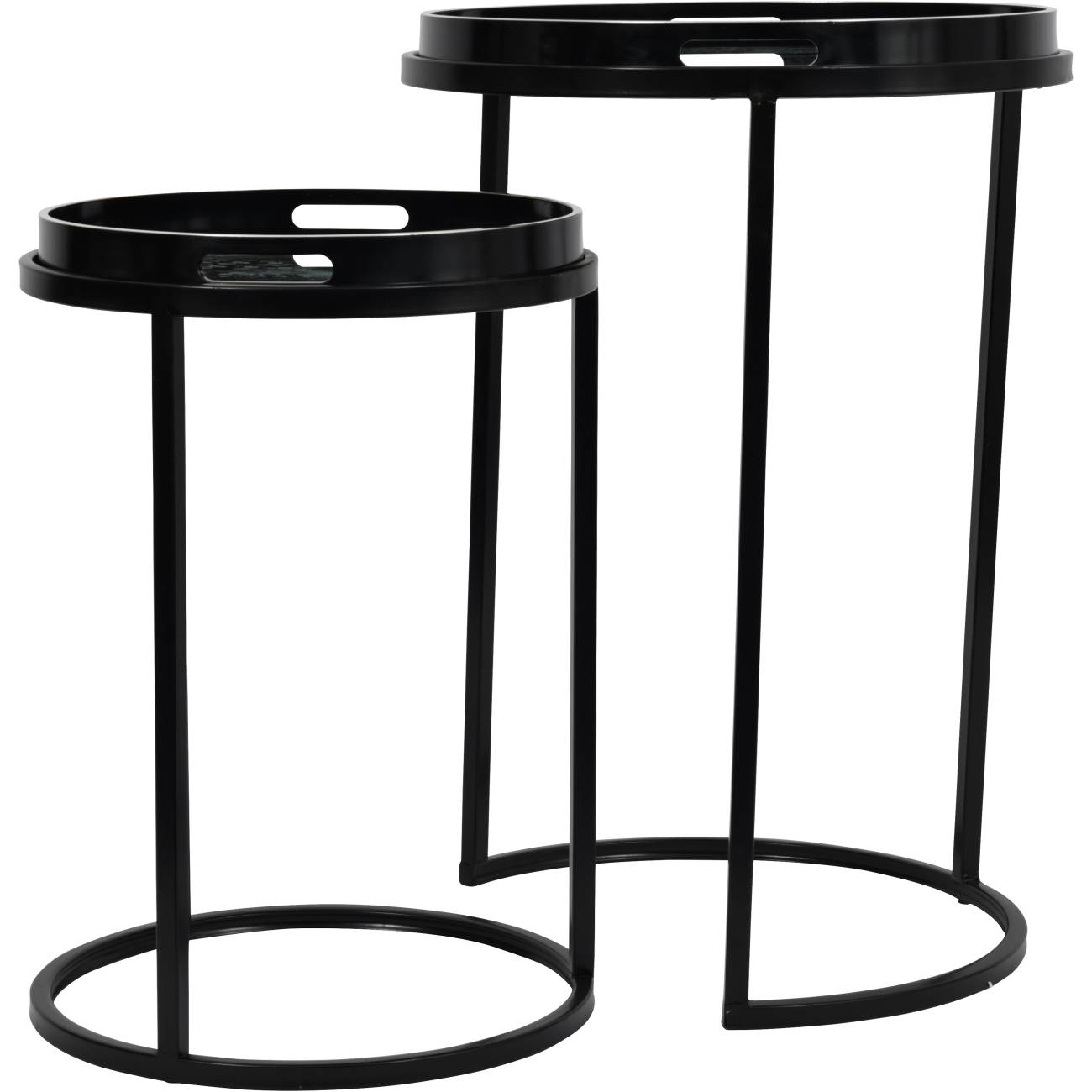 Monochrome Swirl Set of 2 Side Tray Tables Home Store Living