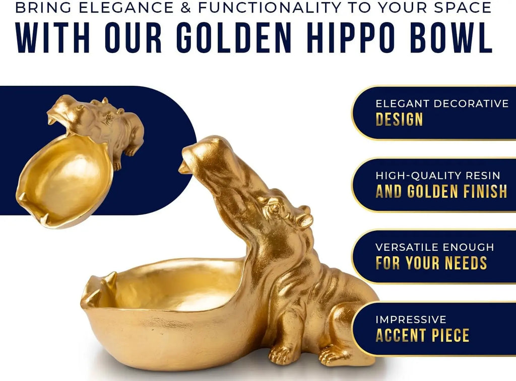 Gold 42cm Hungry Hippo Storage Bowl Mcgowan and rutherford
