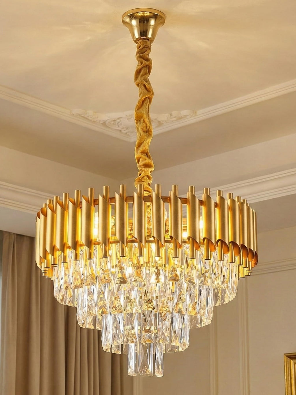 Golden Aluminium Crystal Ceiling Light China