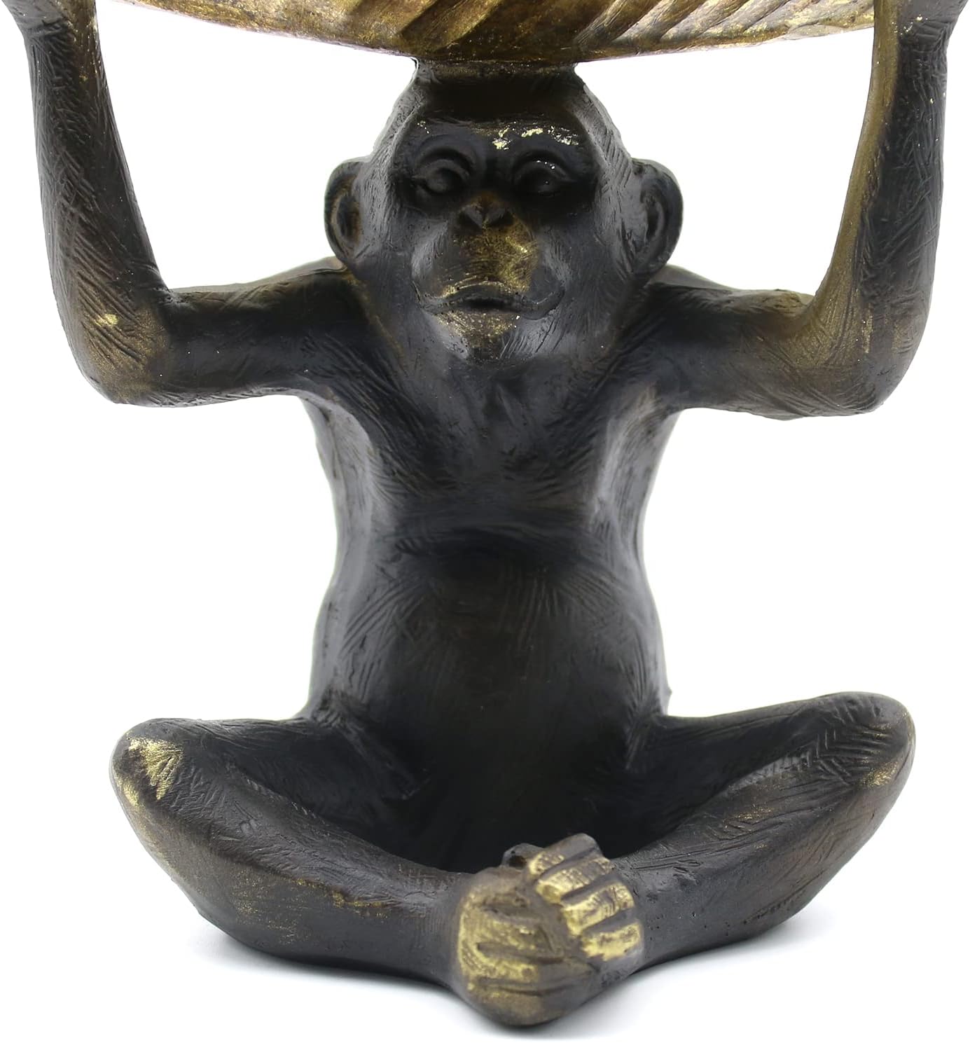 Black & Gold Sitting Monkey Leaf Bowl Decoration Otters Brook
