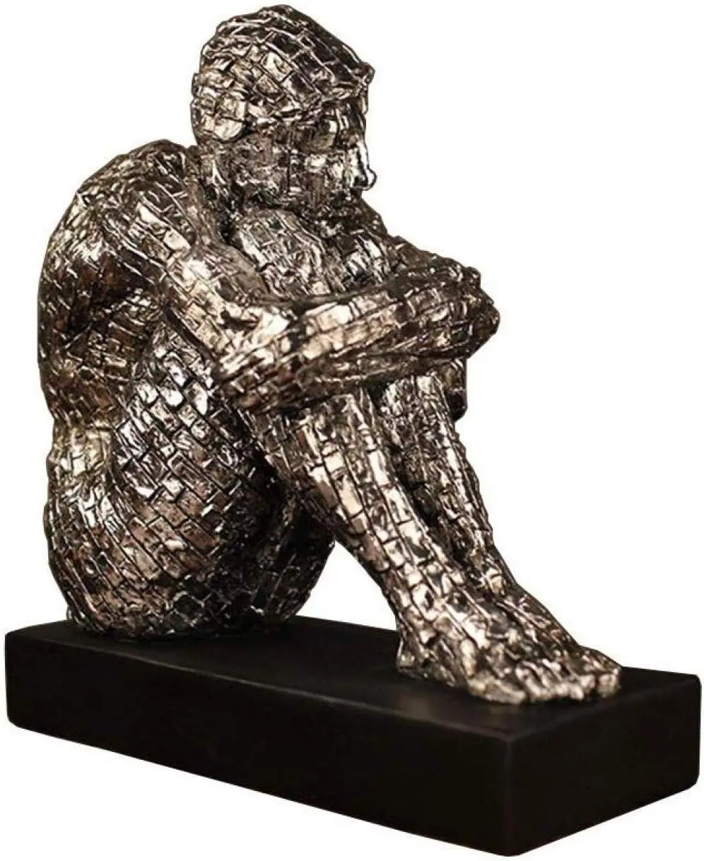 Man Sitting Resin Abstract Sculpture 13” Not specified