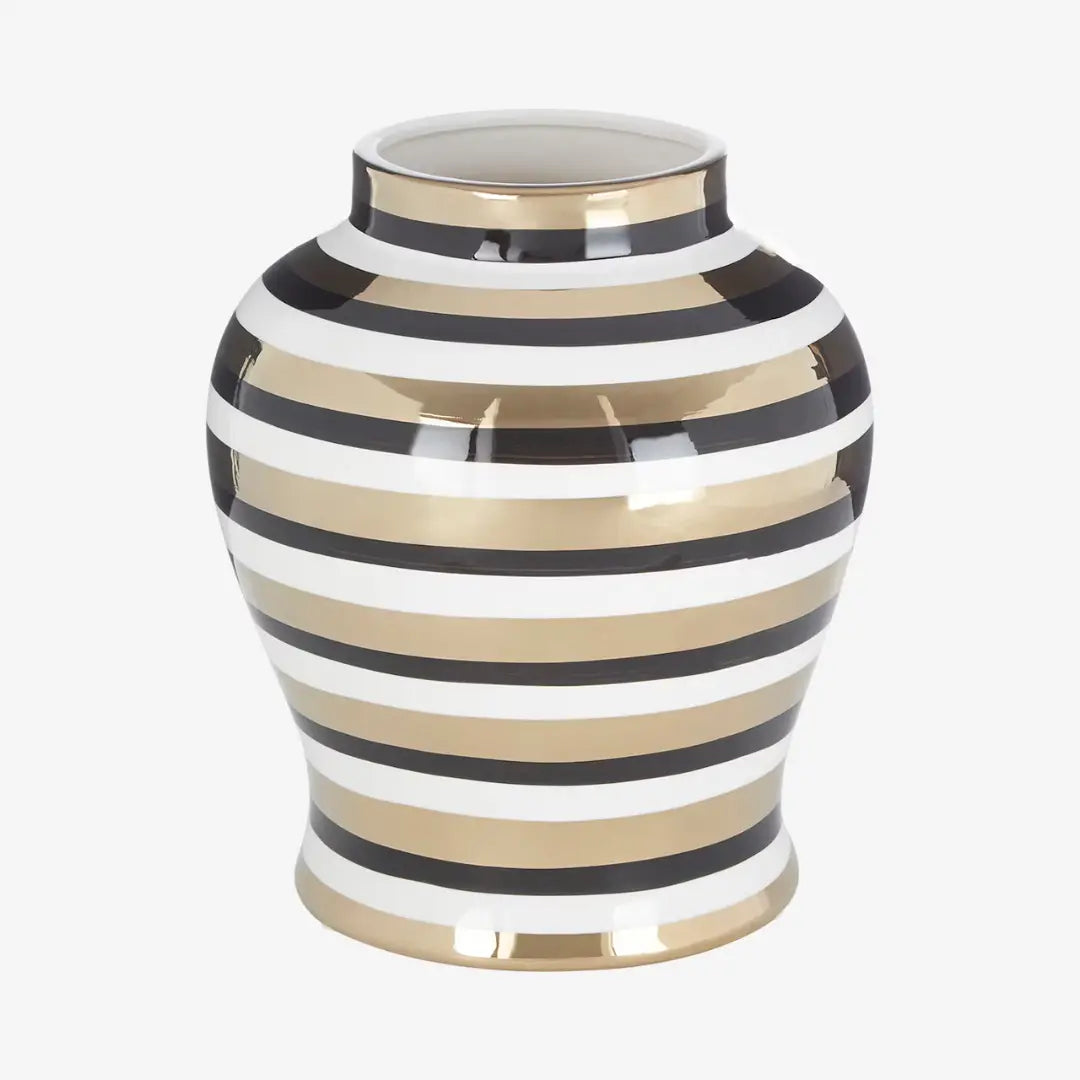 zeina gold/wht/blk striped urn style ginger jar Premier Housewares LTD