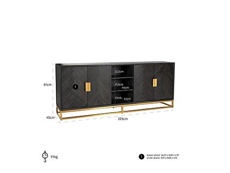 Blackbone Gold 4 Doors Sideboard Home Store Living