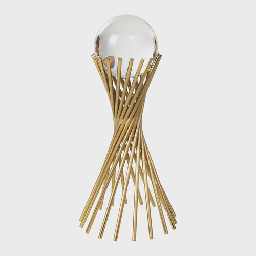 Large 34cm Gold Spiral Crystal Ball Ornament Ivan