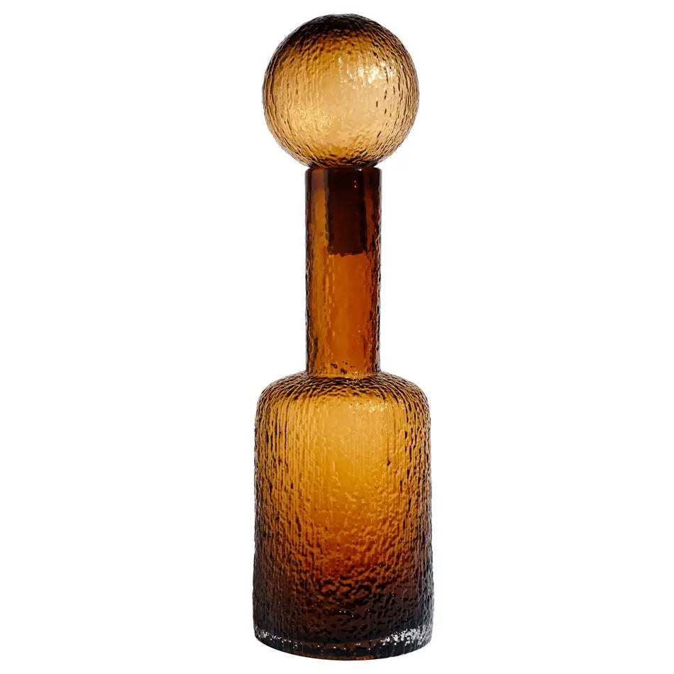 43cm Amber Decorative Glass Bottle with Lid - Home Store Living