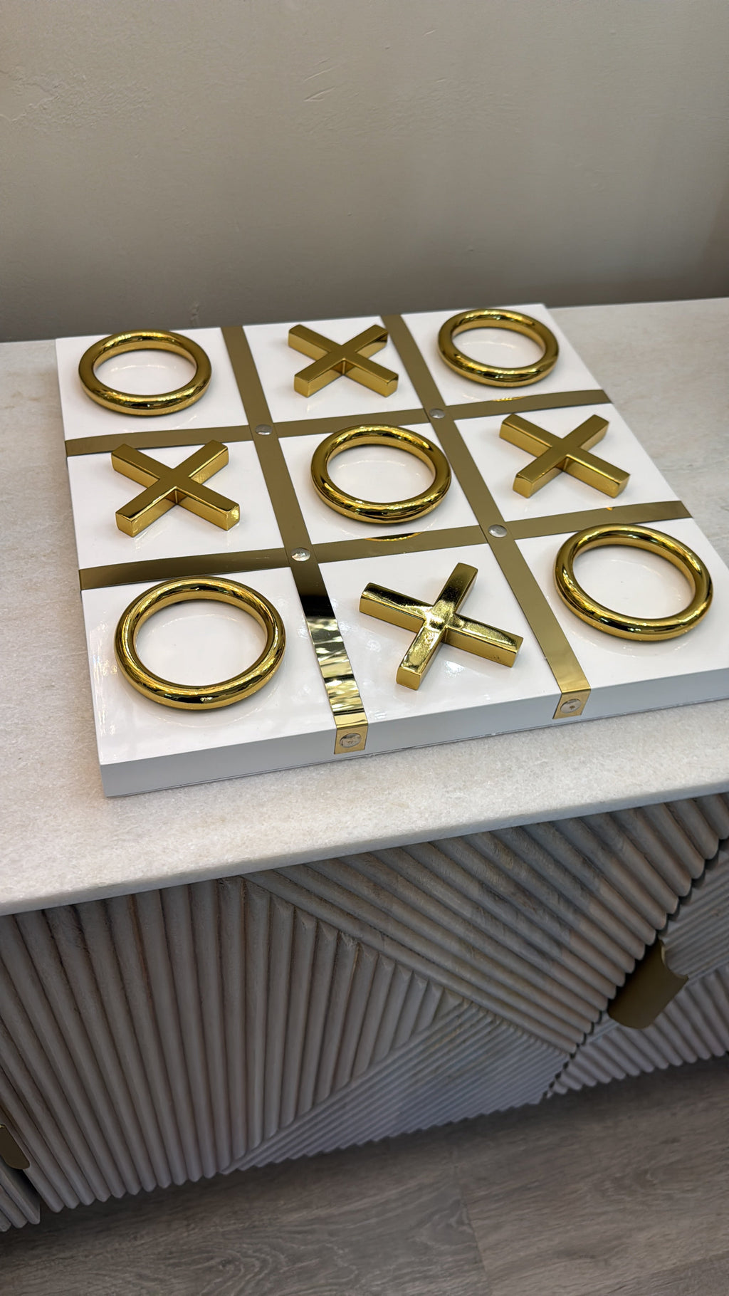 White & Gold Tic-Tac-Toe Game Ornament Ivan