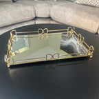 D&D Rectangle Rose Gold Mirror Tray 45cm Ivan