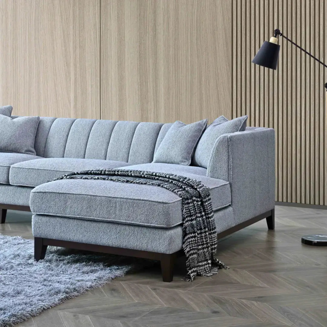 Aluxo Cooper Right Hand Corner Group in Dolphin Boucle Furnish 365