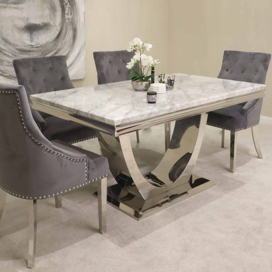 London Table 1.5m with Jessica Chairs 4 Set Grey Home Store Living