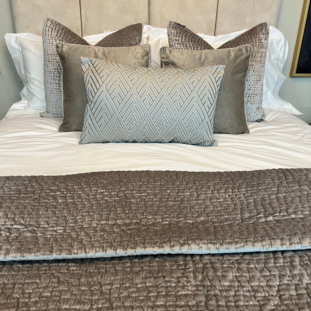 Brooklands Velvet Quilted Silver Bedspread