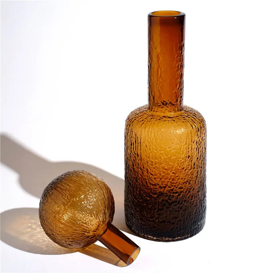 43cm Amber Decorative Glass Bottle with Lid - Home Store Living