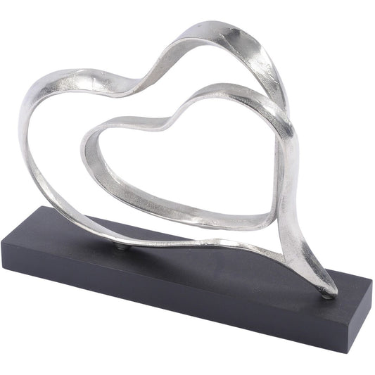 Silver Double Heart  Sculpture Home Store Living