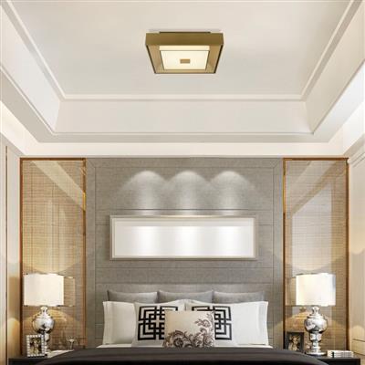 Russell Led Gold and Crystal Sand Flush Ceiling Light