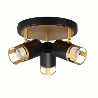 Sofia 3 Light Round Spotlight GU10, Black / Painted Gold Home Store Living